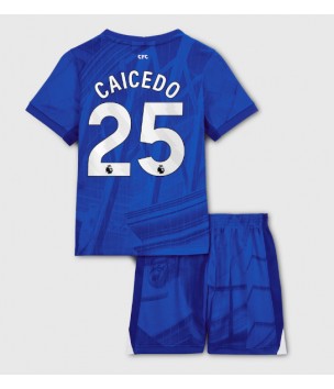 Billiga Chelsea Moises Caicedo #25 Hemmatröja Barn 2025-26 Kortärmad (+ Korta byxor)